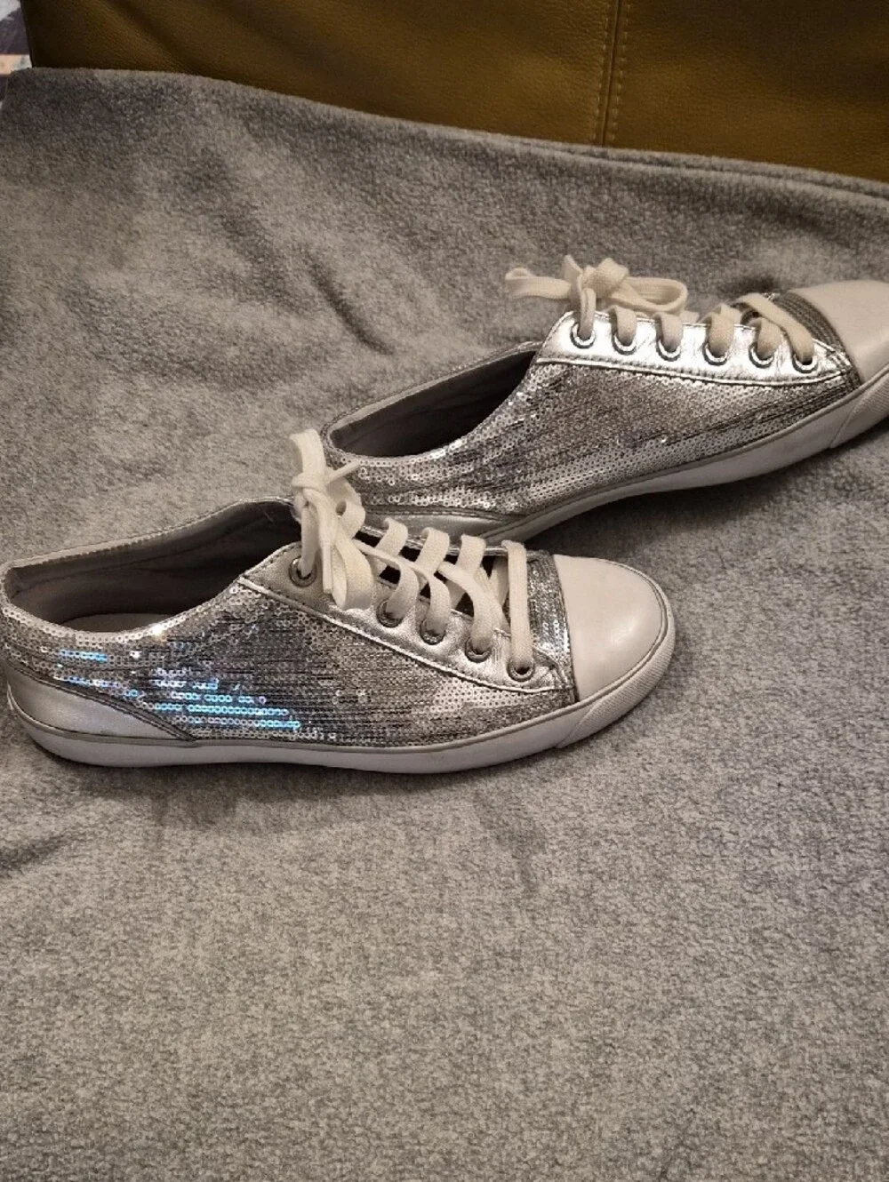 Coach Silver Sequin Low-Top Sneakers